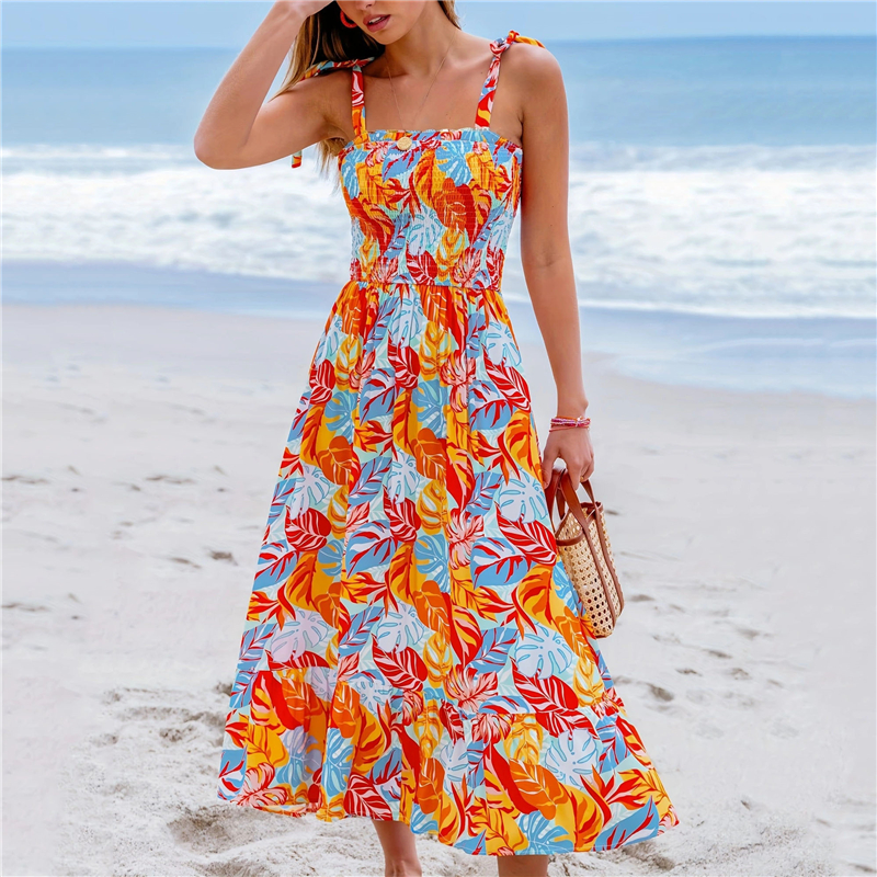 Lace Up Slash neck Fit&Flare Midi Dress Summer Beach Cold Shoulder Sleeve  Women | eBay